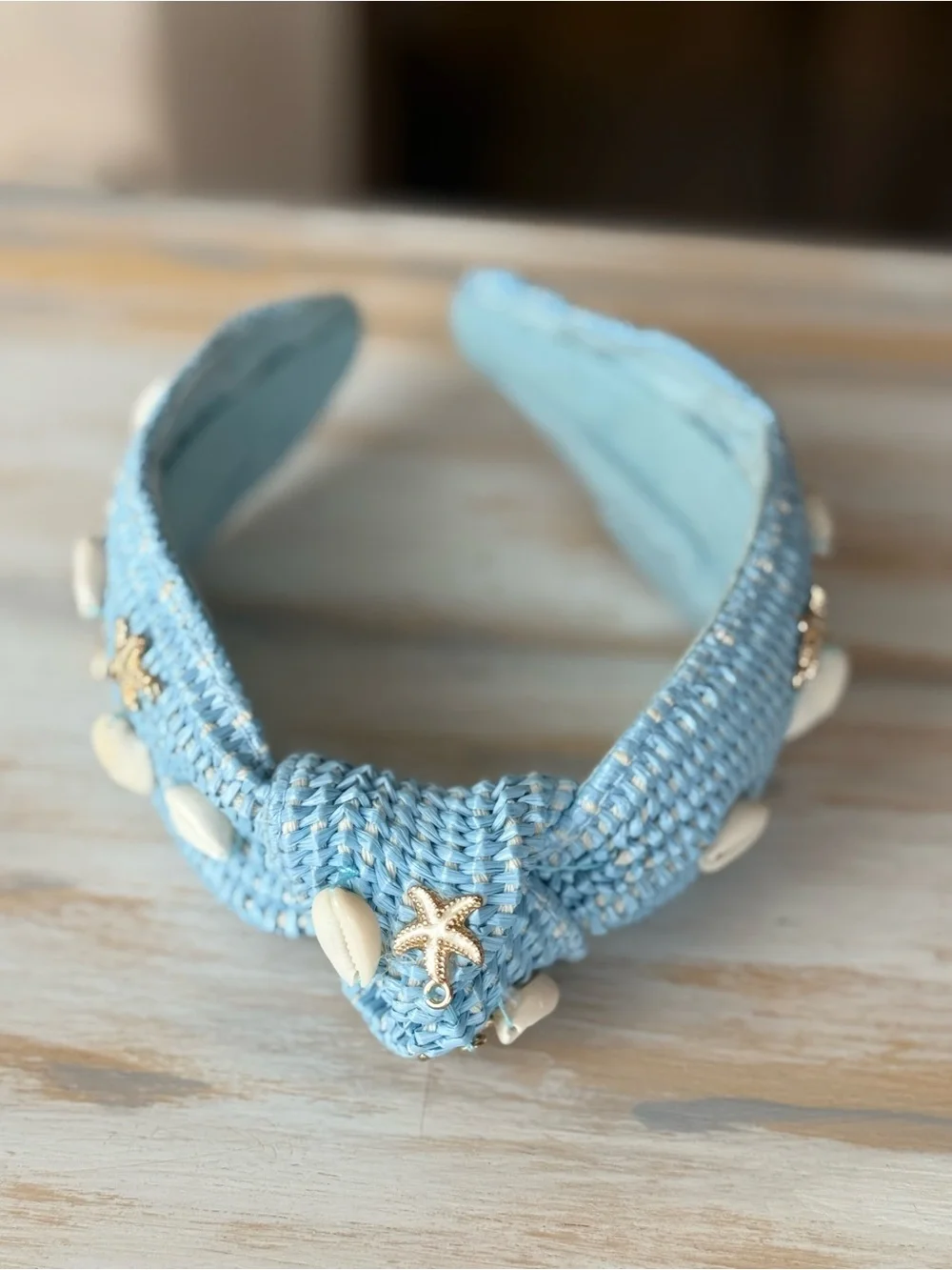 Light Blue Shell & Starfish Woven Headband